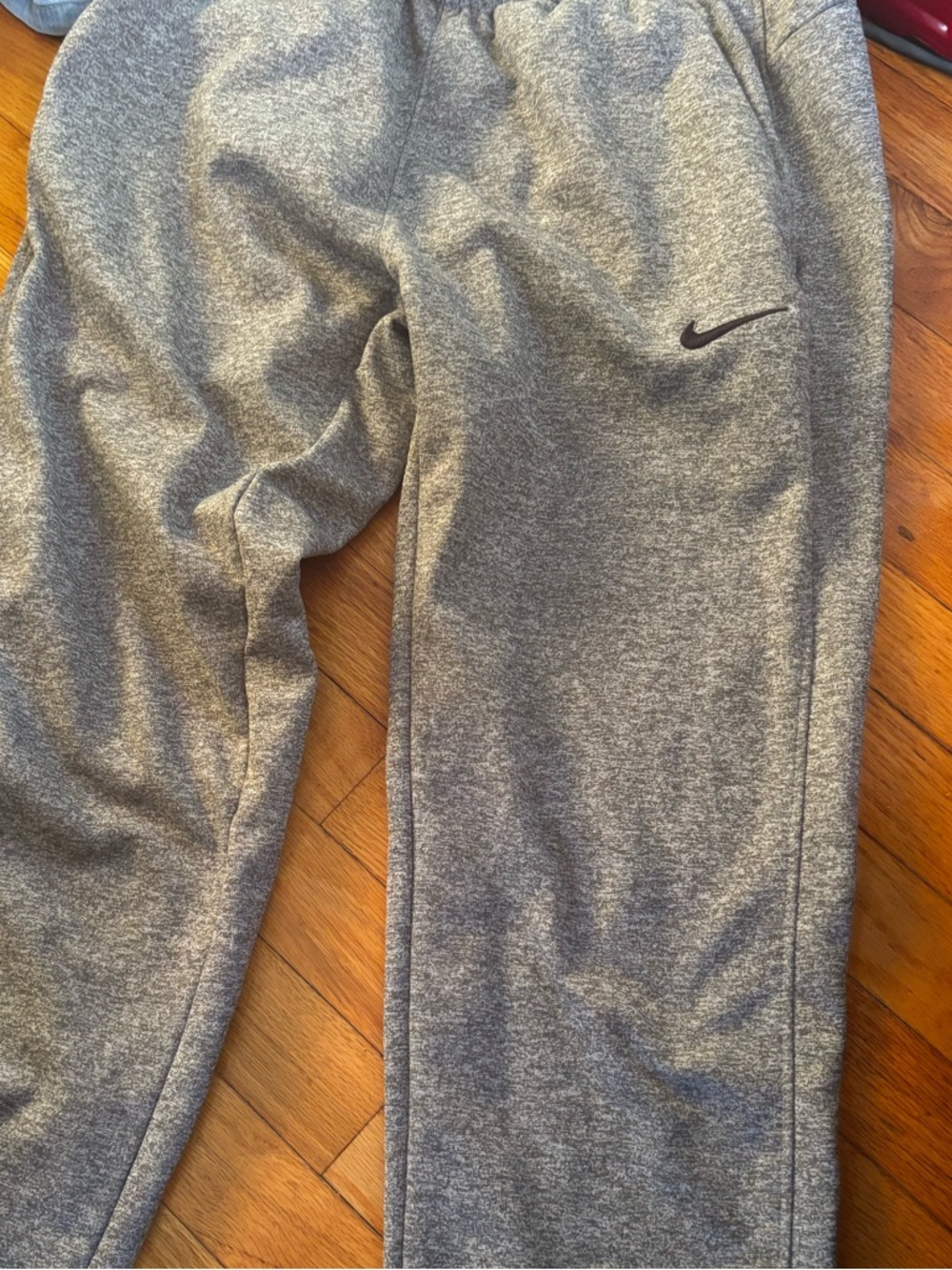 Nike Gray Heather Track Pants with Black Swoosh